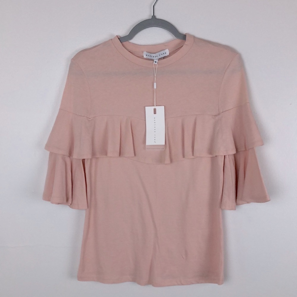 Endless Rose Blush Pink Ruffle Sleeve Top